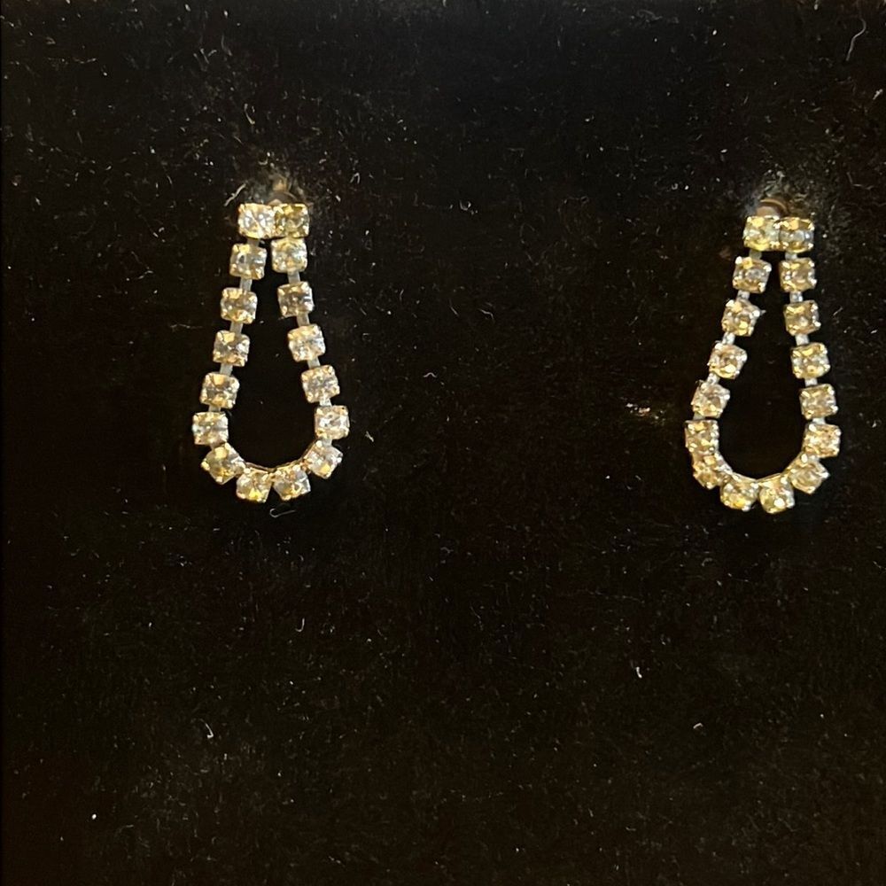 Vintage rhinestone drop earrings for pierced ears